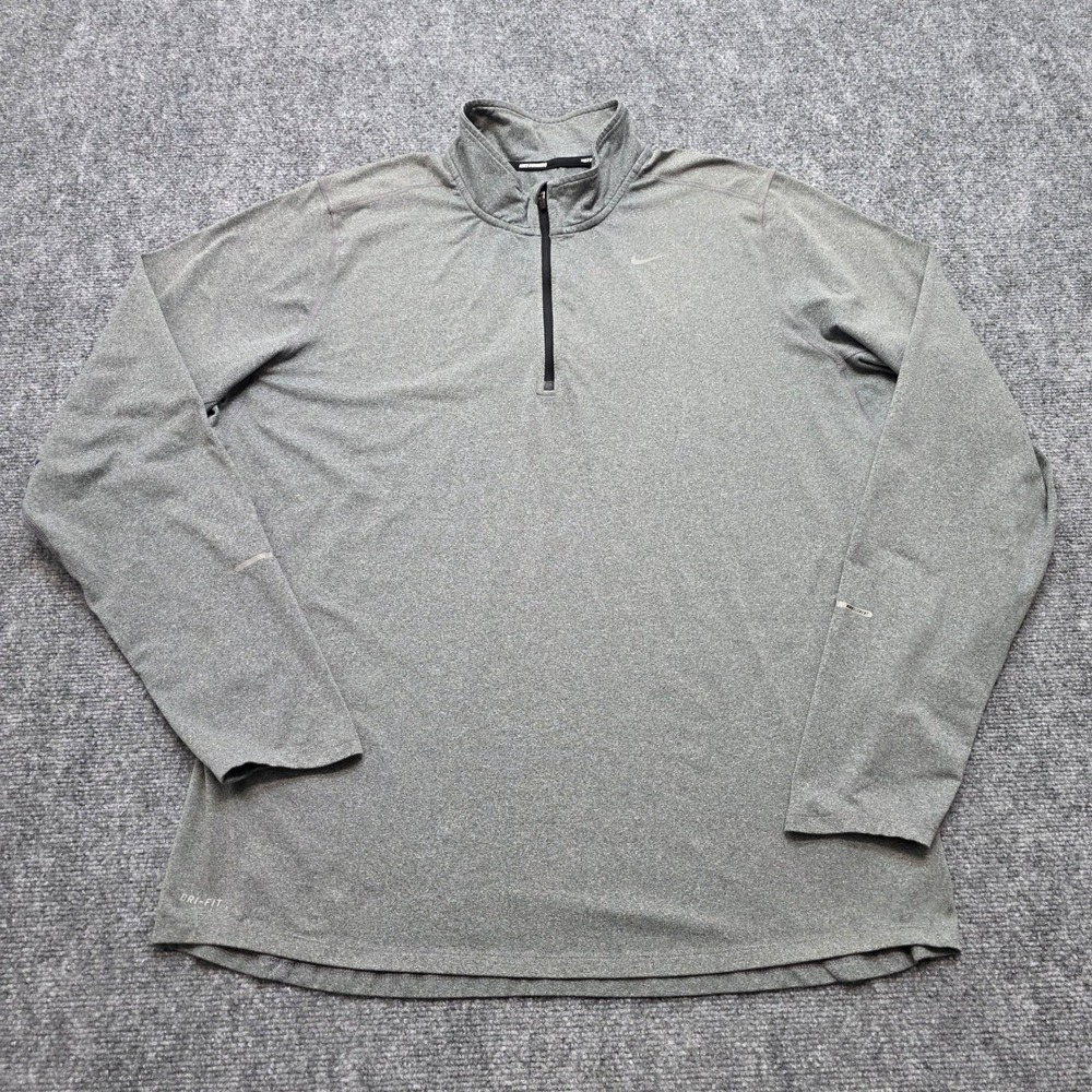 Nike Mens XL Dri-FIT Element Quarter Zip Running Pullover Grey Heather Shirt Top